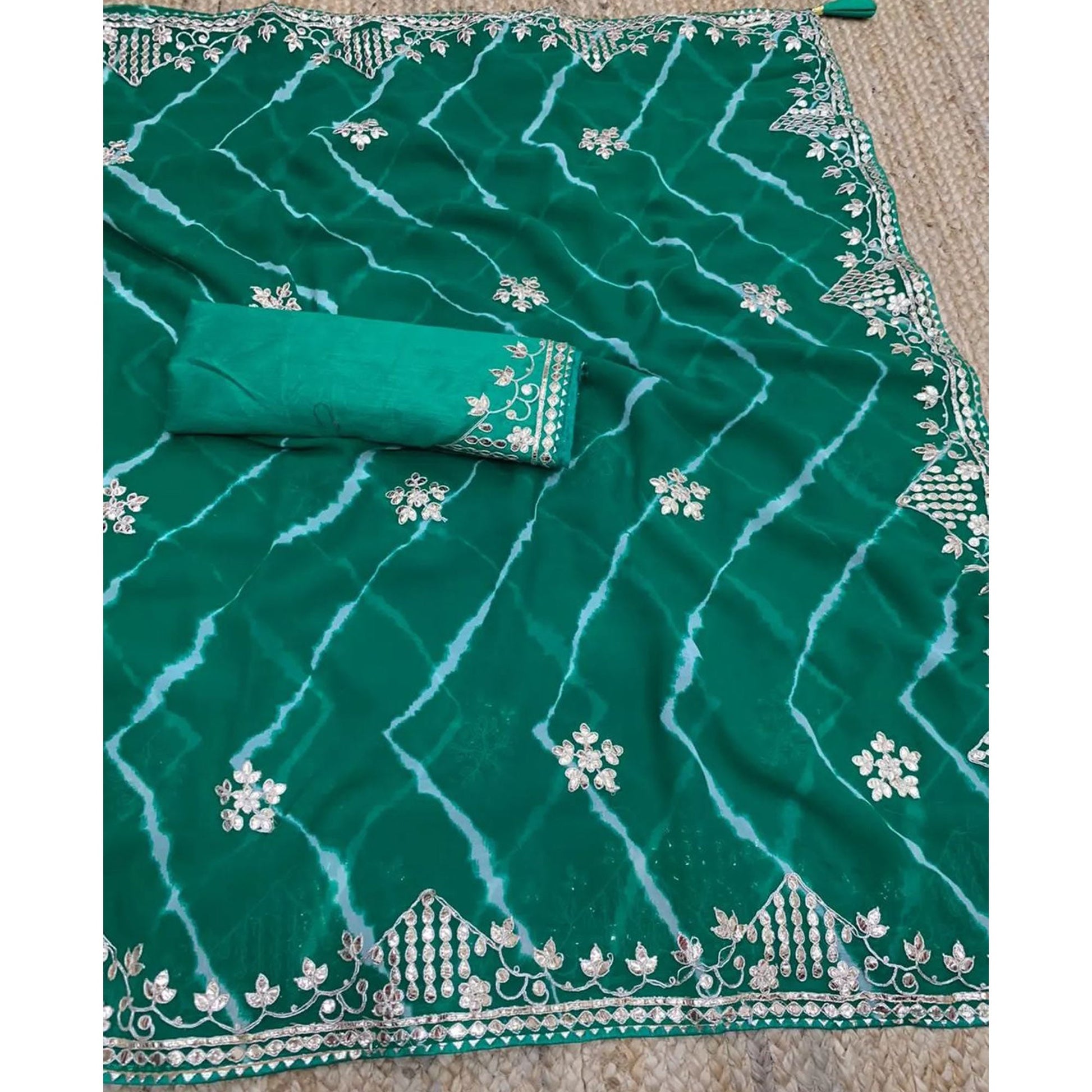 green-printed-with-gota-work-georgette-saree