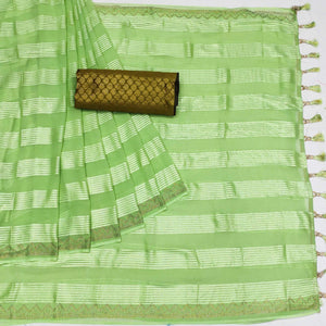 4-green-striped-with-stone-work-georgette-saree