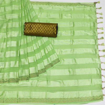 4-green-striped-with-stone-work-georgette-saree