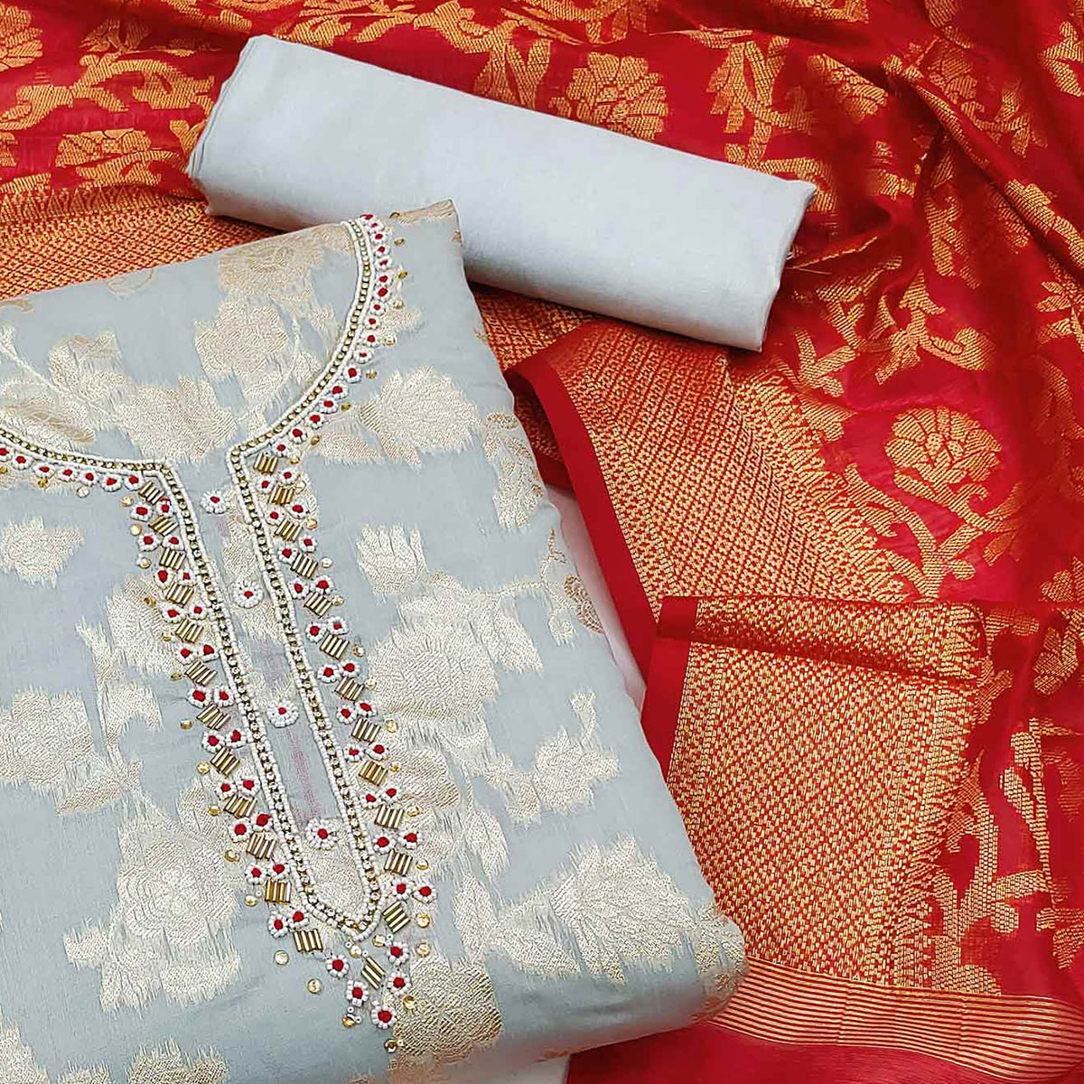 grey-floral-woven-with-handwork-banarasi-silk-dress-material