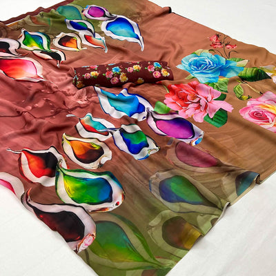 Multicolor Digital Printed Georgette Saree