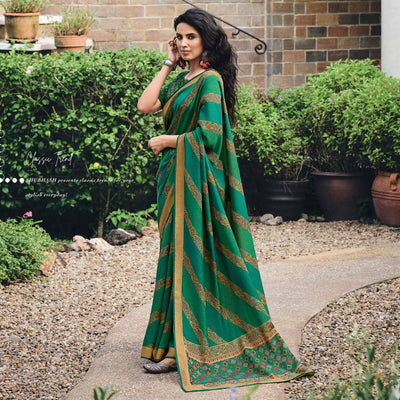 green-floral-printed-raw-silk-saree-1