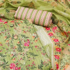 green-floral-printed-printed-poly-cotton-dress-material