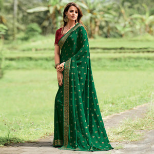green-foil-printed-georgette-saree-3