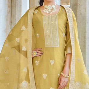 Mehendi Green Woven Pure Cotton Suit
