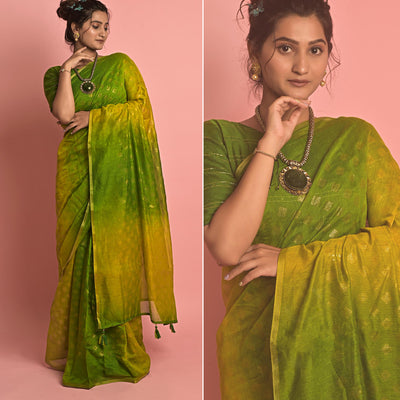 green-olive-foil-printed-poly-cotton-saree