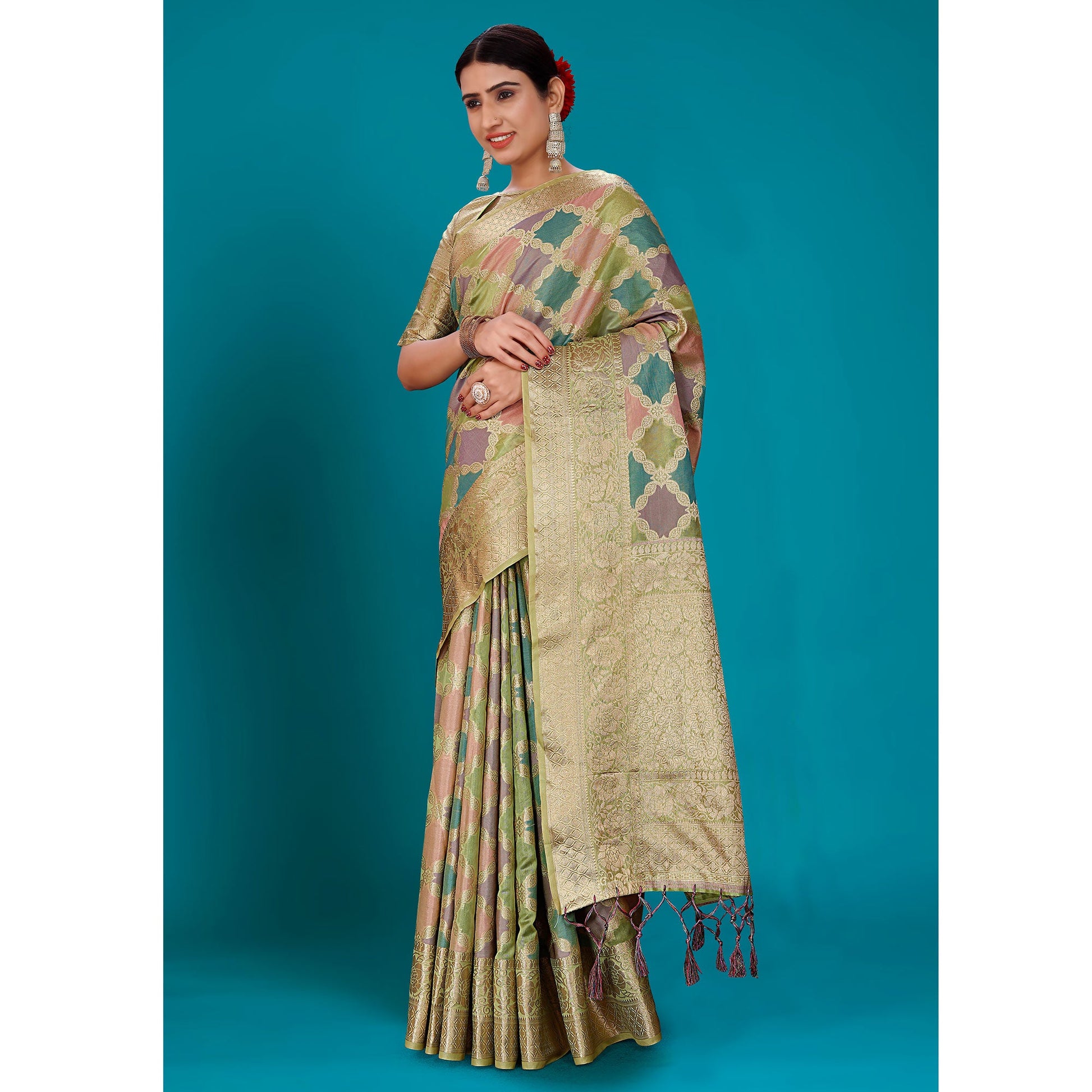 green-woven-organza-saree-with-tassels-17