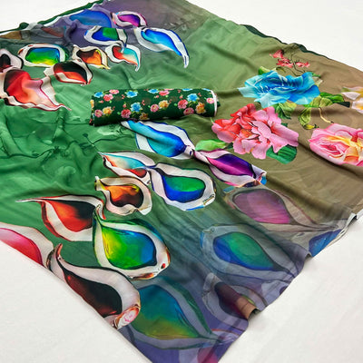 Multicolor Digital Printed Georgette Saree