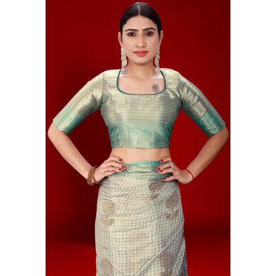 grey-floral-woven-organza-saree-with-tassels