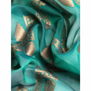 Morpich Floral Woven Organza Silk Saree With Tassels