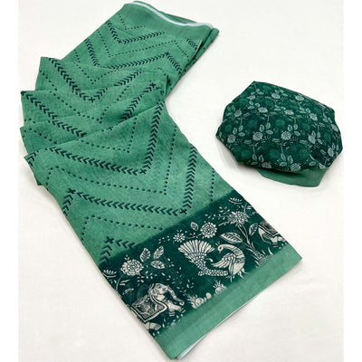 green-digital-printed-georgette-saree-2