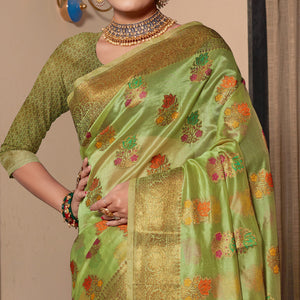 b-green-floral-woven-organza-saree