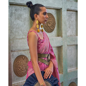 Mauve Lucknowi & Sequins Embroidered Art Silk Saree