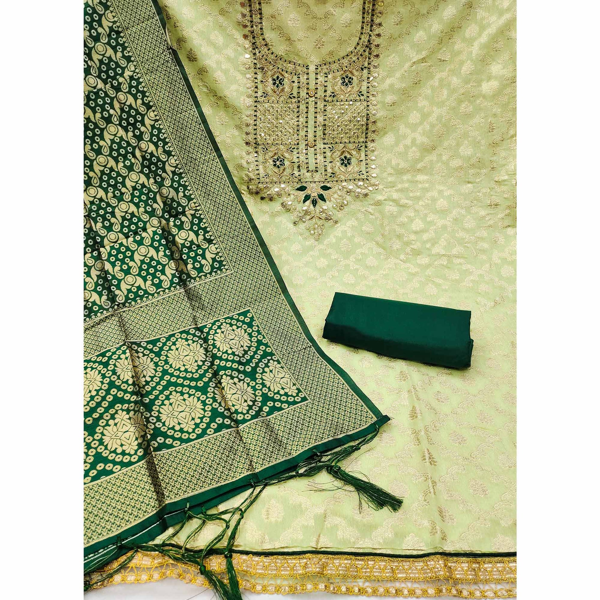 green-woven-with-embroidered-chanderi-dress-material