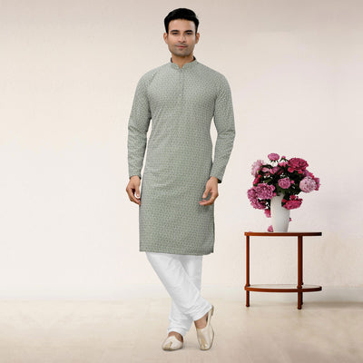 grey-lucknowi-embroidered-georgette-kurta-pyjama-set