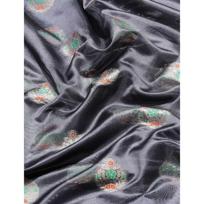 Grey Woven Organza Saree