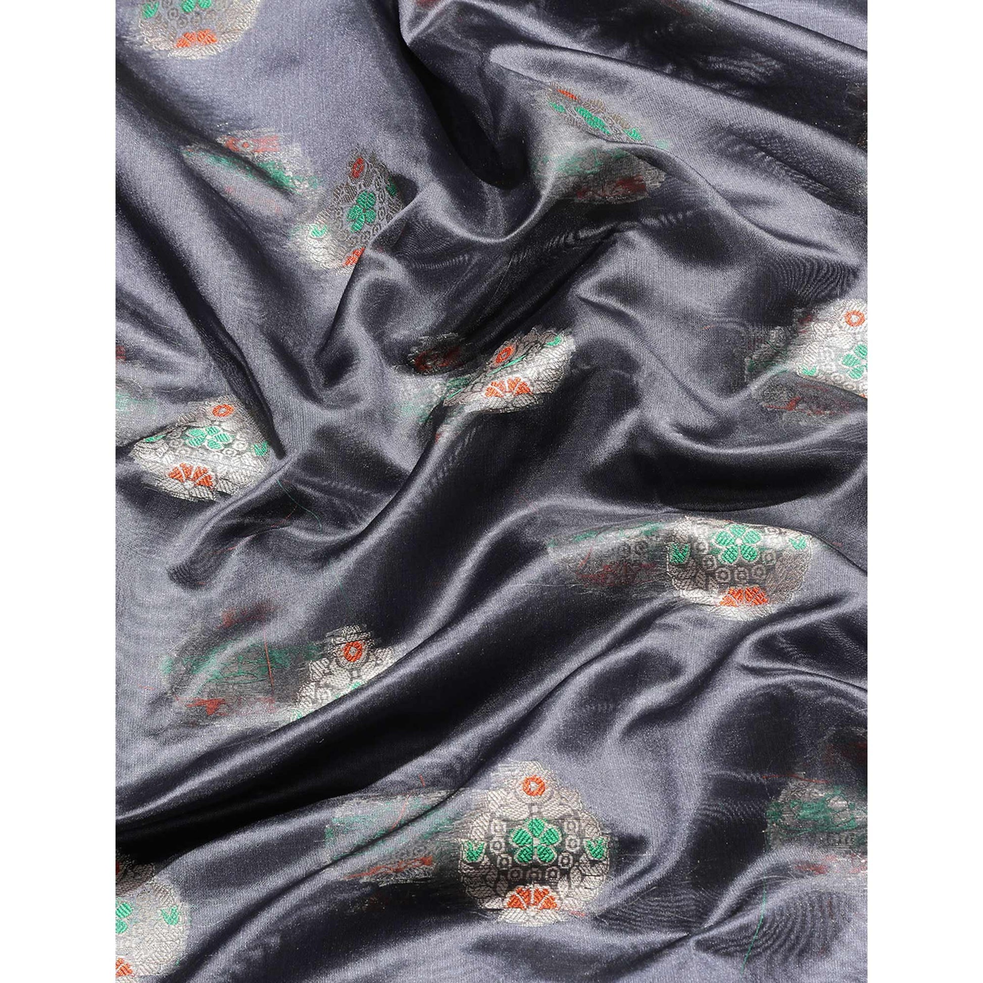Grey Woven Organza Saree