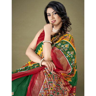 green-printed-jute-patola-saree-1