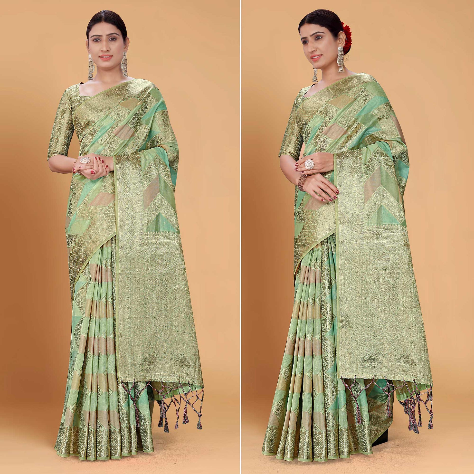 green-woven-organza-saree-with-tassels-12