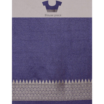 Blue Woven Kanjivaram Silk Saree WithTassels
