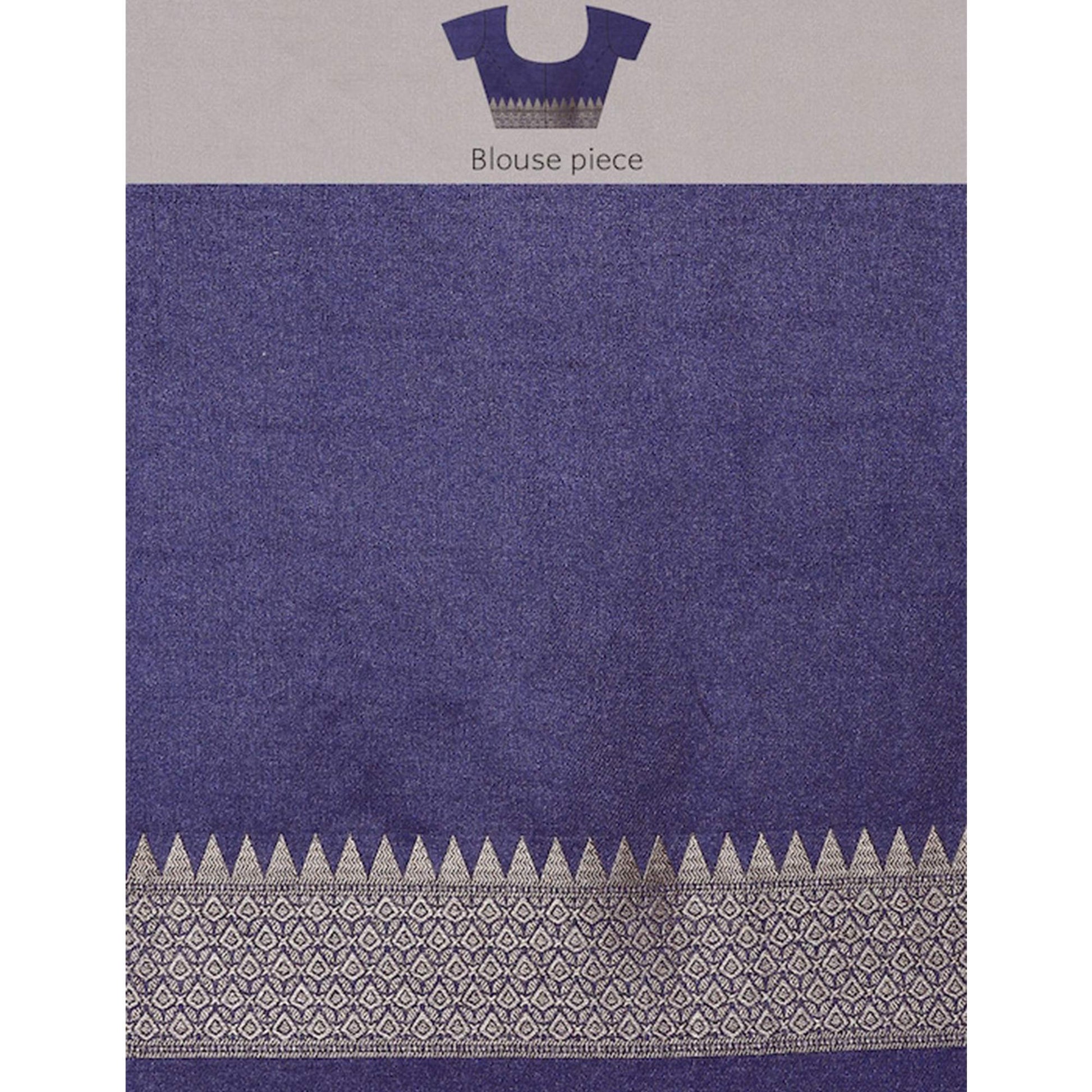Blue Woven Kanjivaram Silk Saree WithTassels
