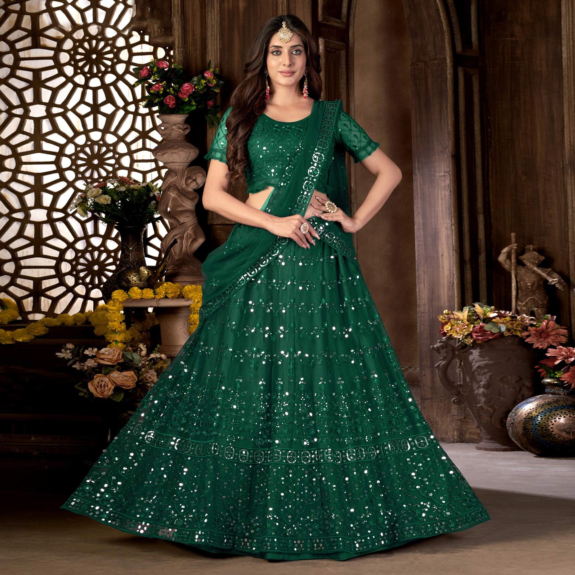 green-sequins-embroidered-netted-lehenga-choli