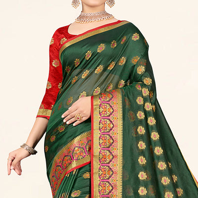 green-woven-organza-saree-with-tassels-8