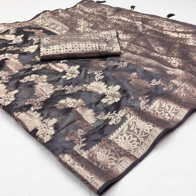 a-grey-floral-woven-art-silk-saree-with-tassels