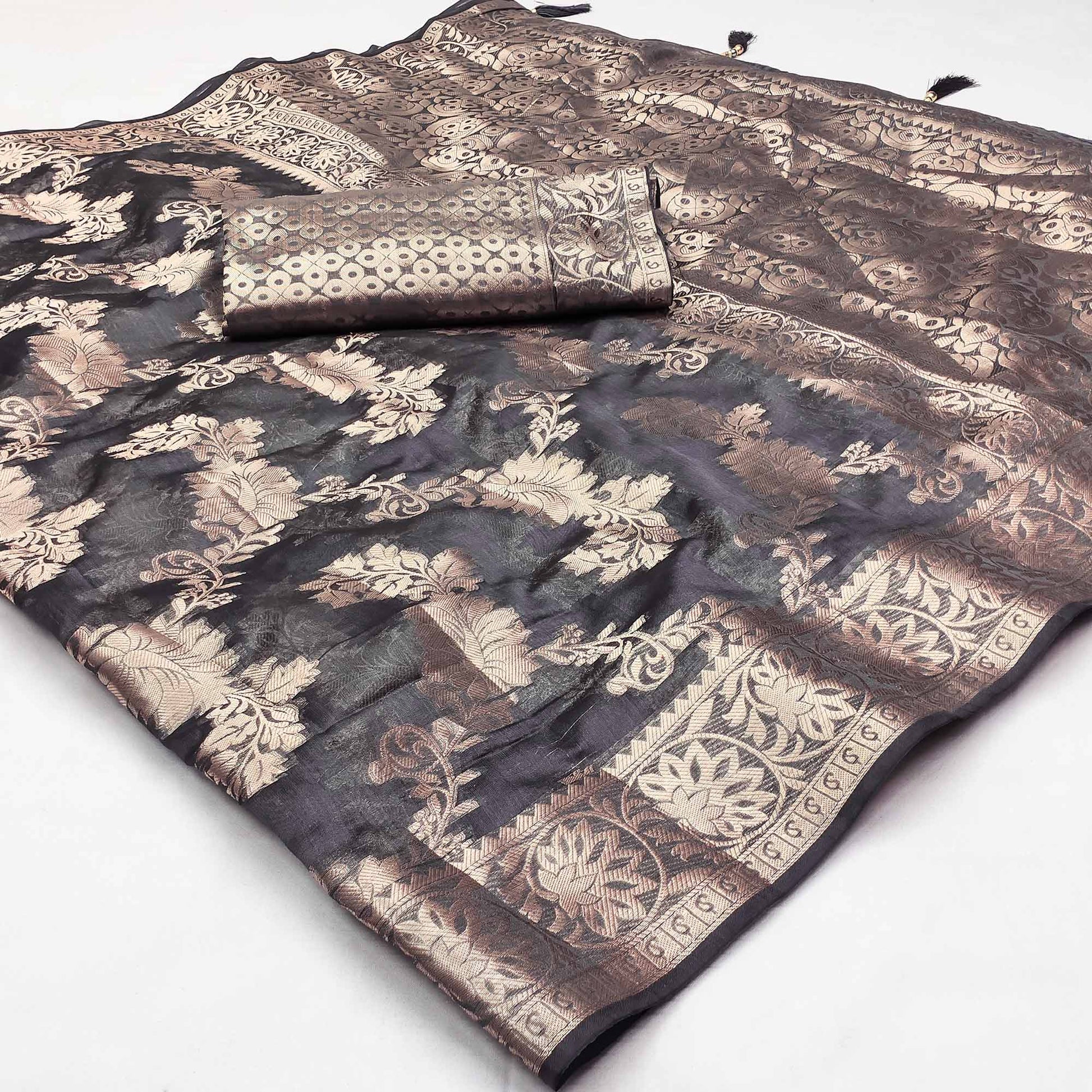 a-grey-floral-woven-art-silk-saree-with-tassels