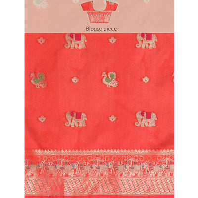 Grey Woven Organza Saree