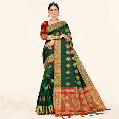 green-woven-art-silk-saree-with-tassels-15
