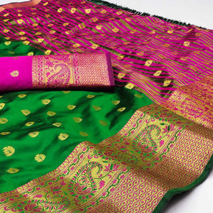 8-green-woven-jacquard-saree-with-tassels