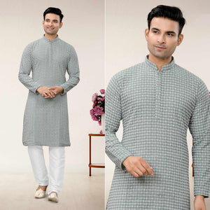 gray-lucknowi-embroidered-georgette-kurta-pyjama-set