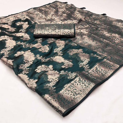 Morpich Floral Woven Art Silk Saree With Tassels