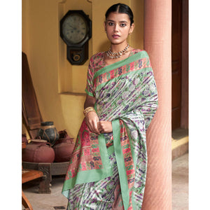 green-digital-printed-satin-saree