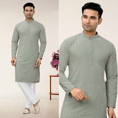 grey-lucknowi-embroidered-georgette-kurta-pyjama-set
