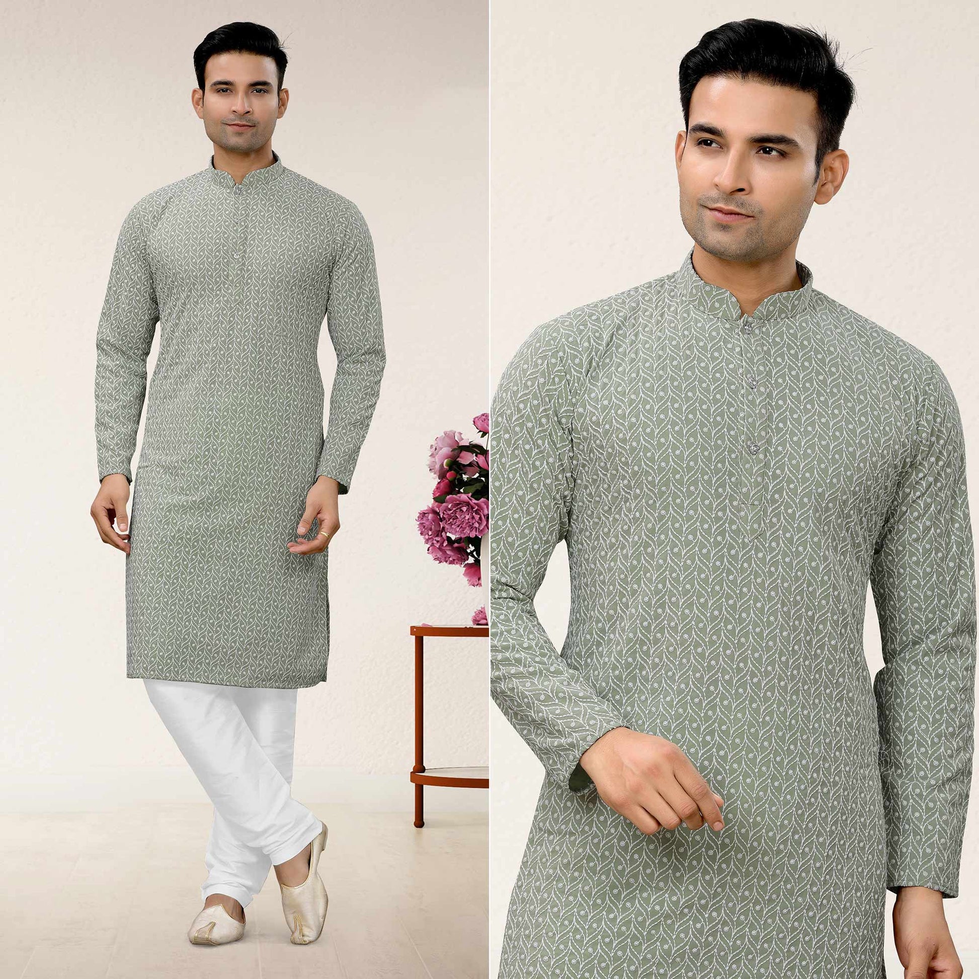 grey-lucknowi-embroidered-georgette-kurta-pyjama-set