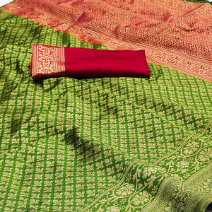 green-floral-woven-jacquard-saree-1