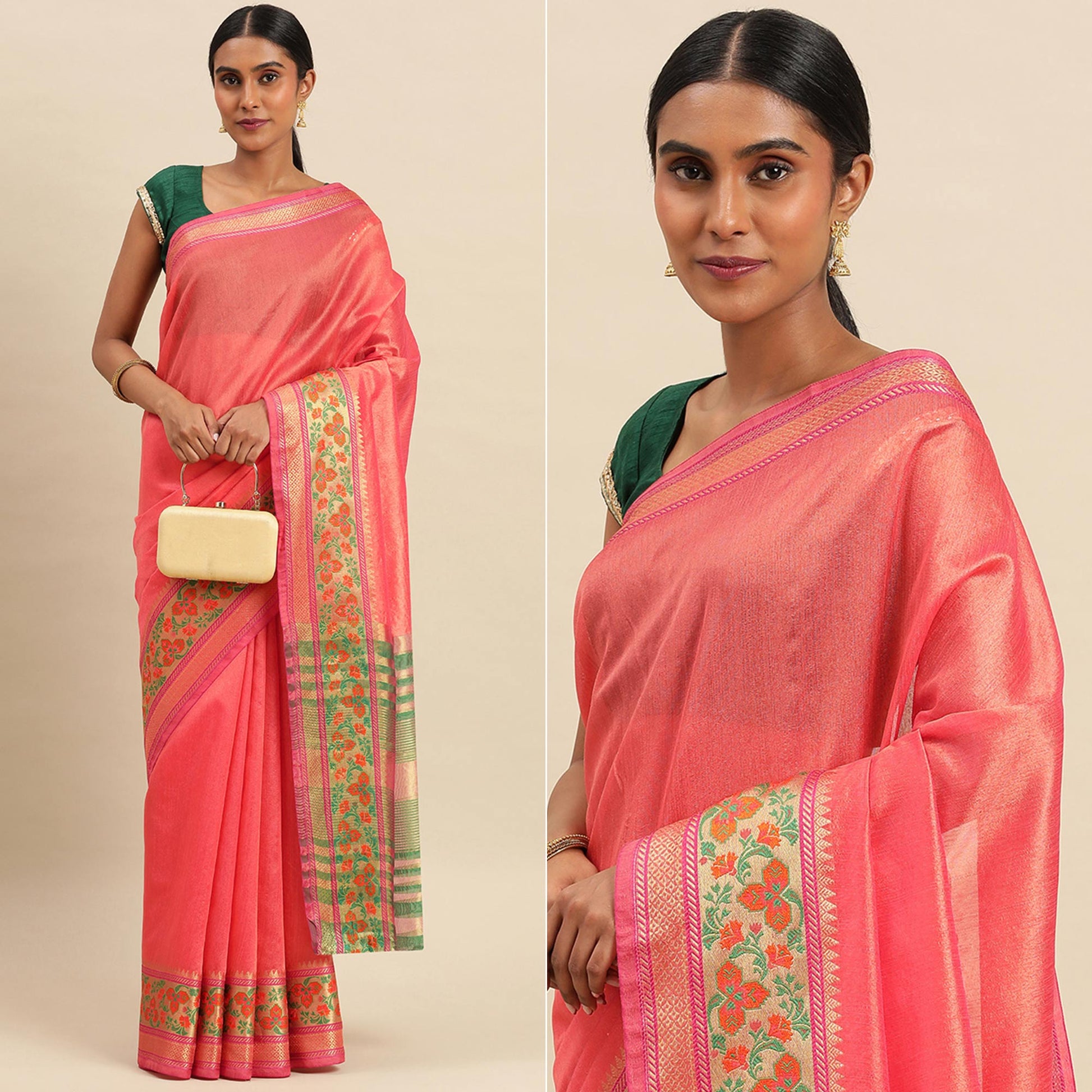 Gajari Woven Cotton Silk Saree