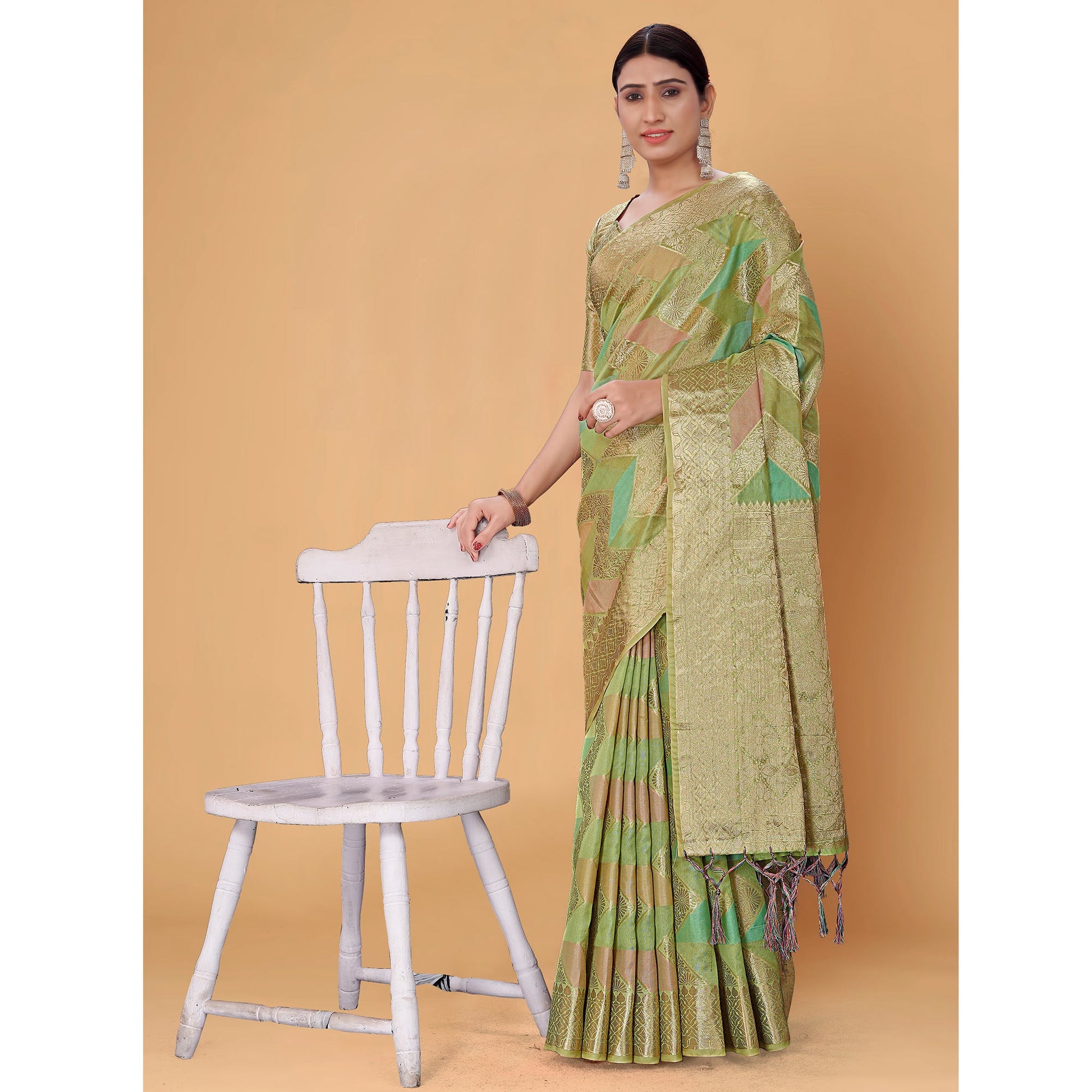 green-woven-organza-saree-with-tassels-13