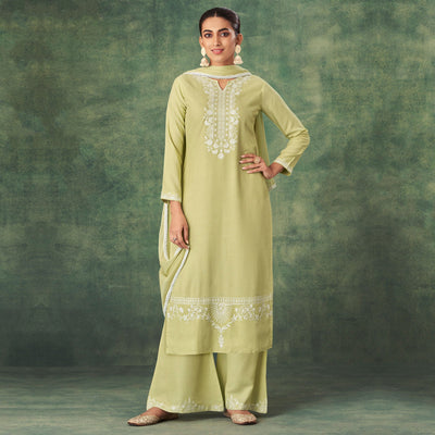 green-floral-lucknowi-rayon-palazzo-suit