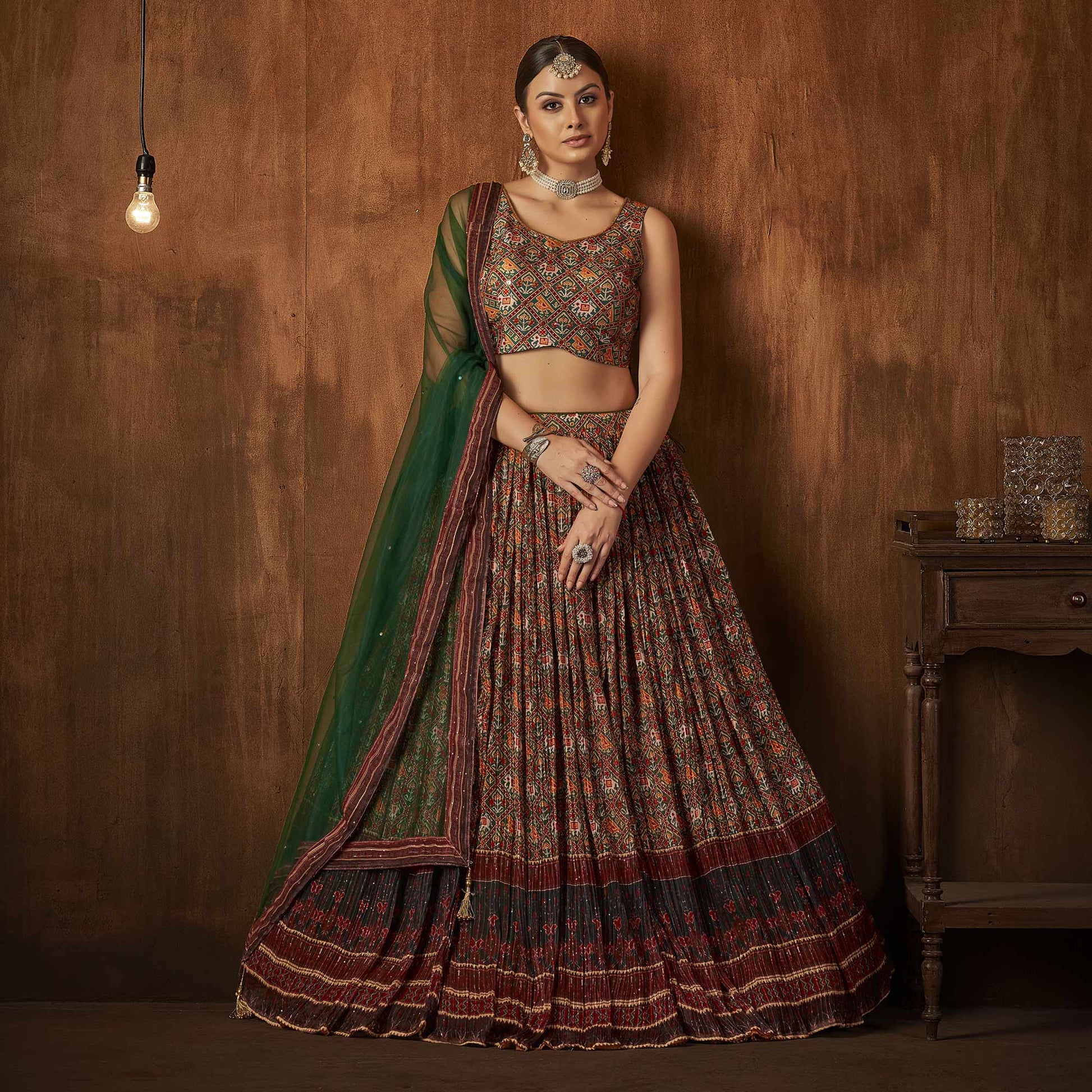 green-printed-with-sequins-work-georgette-lehenga-choli