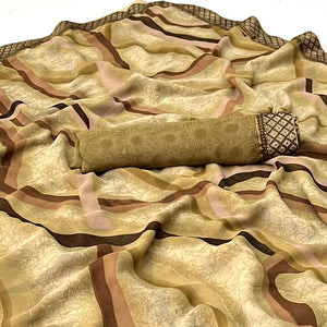 Chikoo Printed Georgette Saree