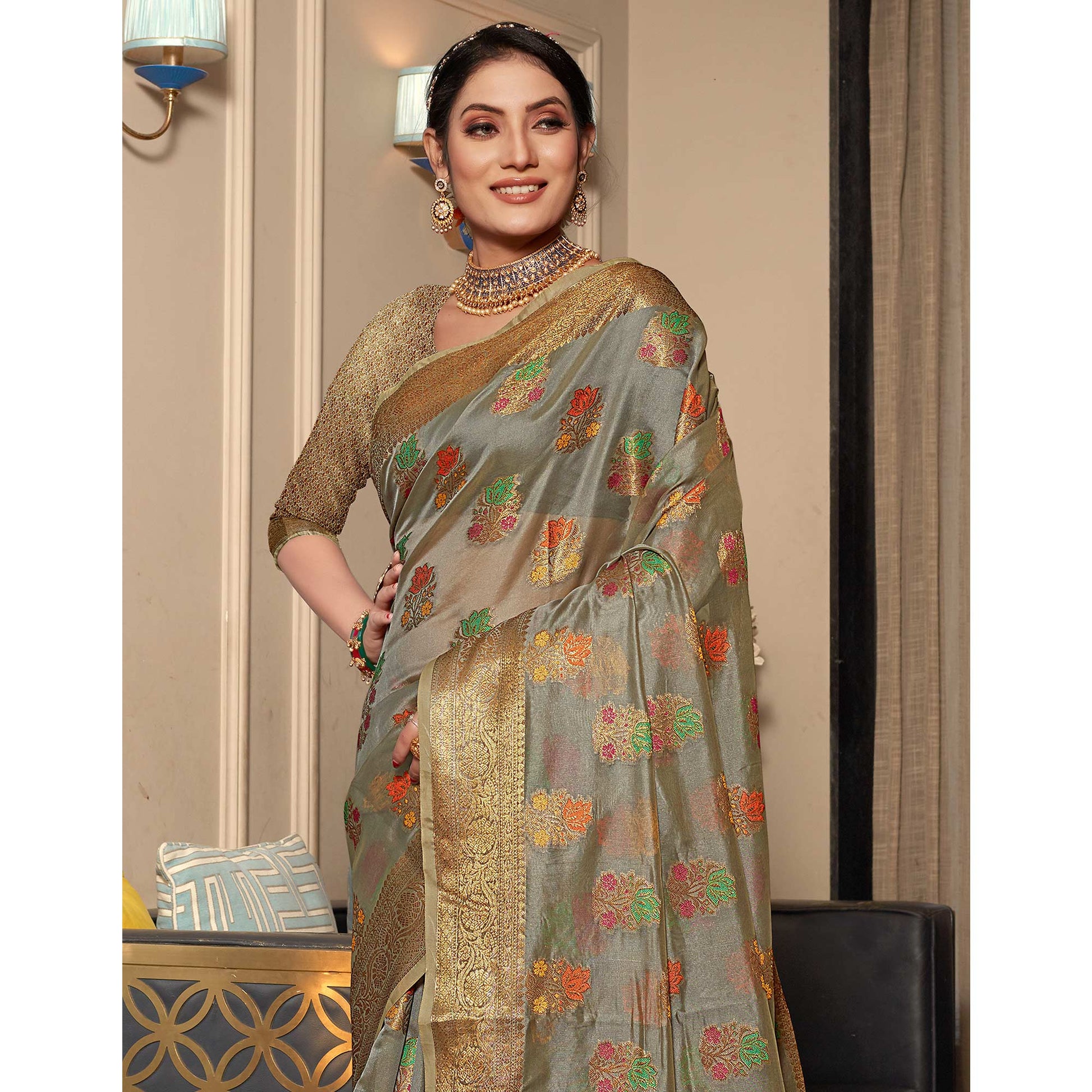 b-grey-floral-woven-organza-saree