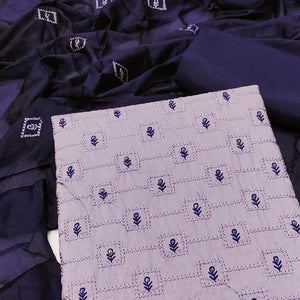 Light Purple Floral Sequins Embroidered Cotton Blend Dress Material