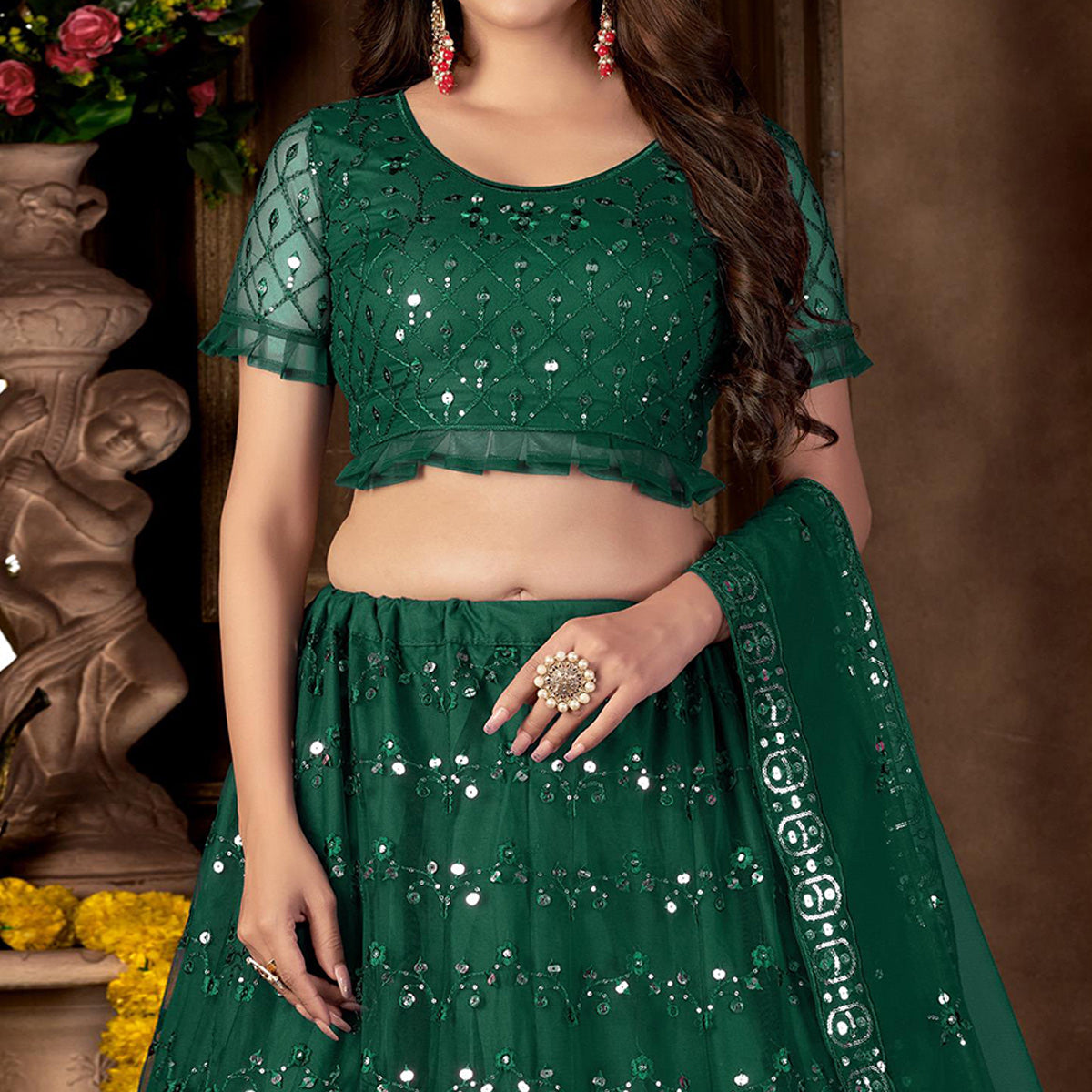green-sequins-embroidered-net-lehenga-choli