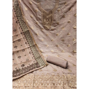 Brown Woven Banarasi Silk Dress Material