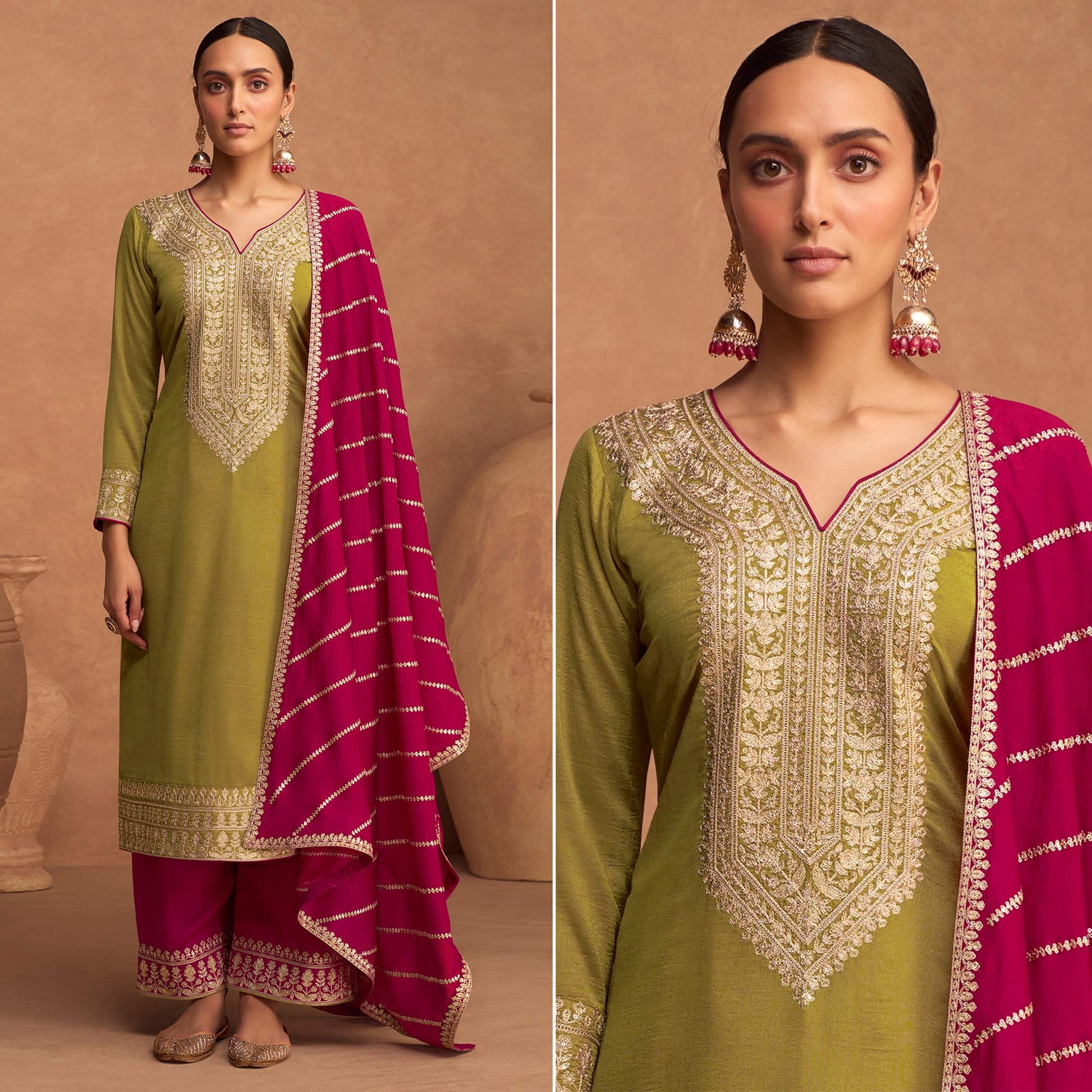 green-floral-sequins-embroidered-art-silk-semi-stitched-suit