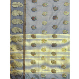 Grey Woven Organza Saree