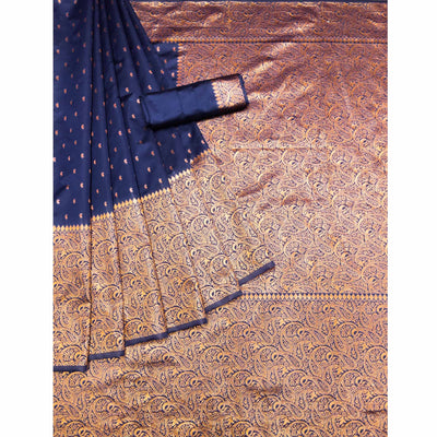 Blue Woven Banarasi Silk Saree